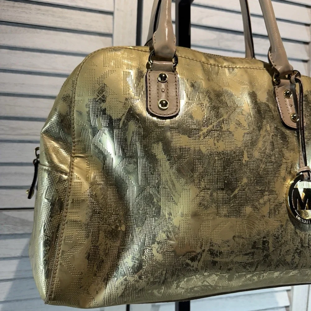 Gold Metallic Mirror duffle Michael‎ Kors